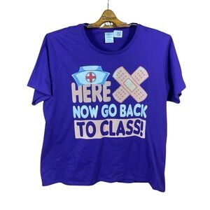 Here Now Go Back To Class Women’s Graphic Short Sleeve T-Shirt Size NO TAG